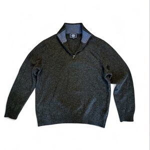 John Lewis Merino Wool Cashmere Gray Half-Zip Sweater XL